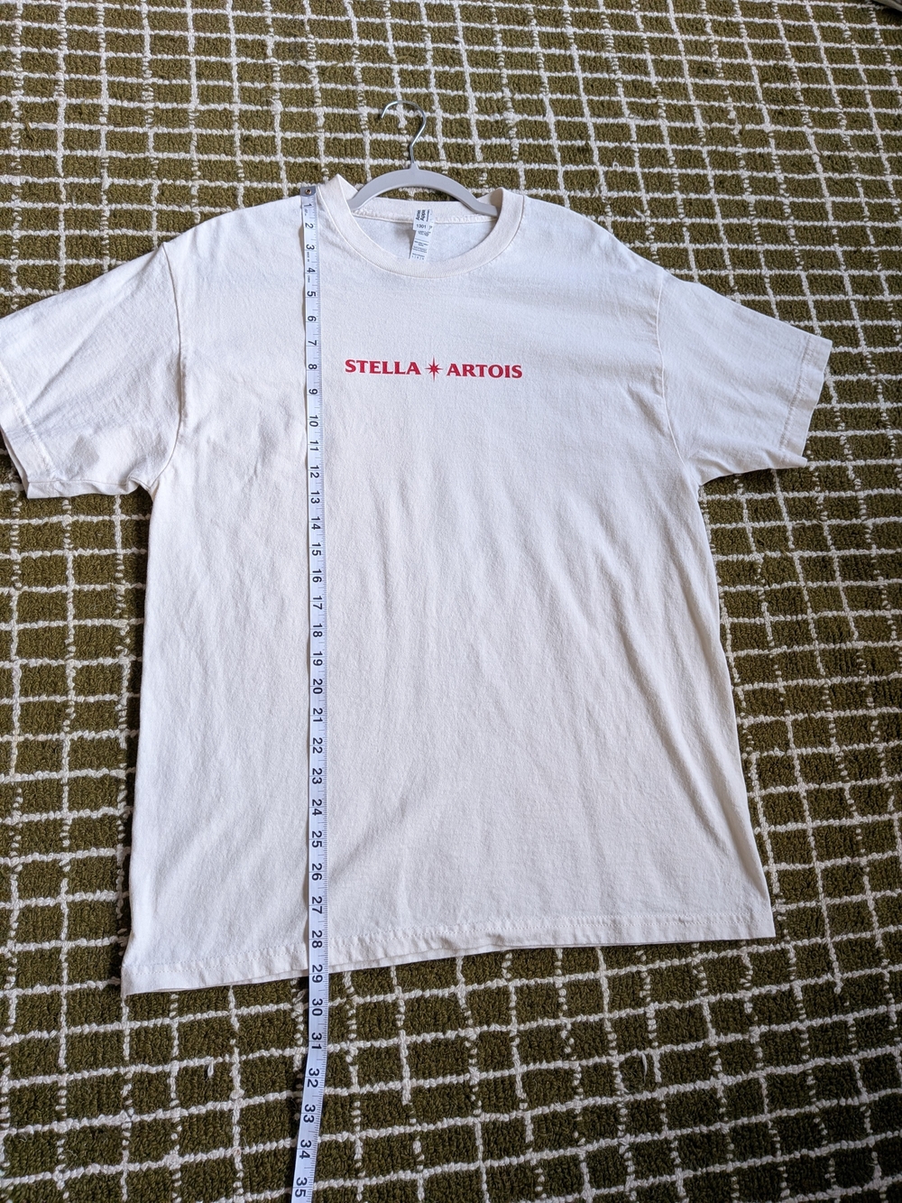 American Apparel Cream T-Shirt with Red Stella Artois Logo